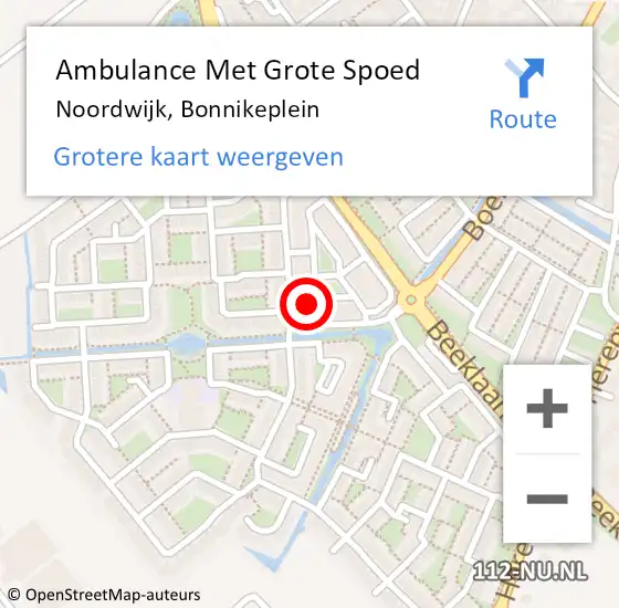 Locatie op kaart van de 112 melding: Ambulance Met Grote Spoed Naar Noordwijk, Bonnikeplein op 15 april 2024 16:37