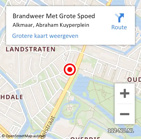 Locatie op kaart van de 112 melding: Brandweer Met Grote Spoed Naar Alkmaar, Abraham Kuyperplein op 15 april 2024 16:38