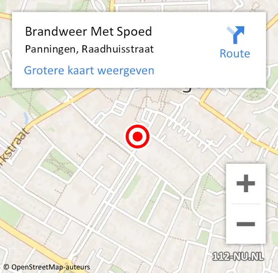 Locatie op kaart van de 112 melding: Brandweer Met Spoed Naar Panningen, Raadhuisstraat op 15 april 2024 16:39