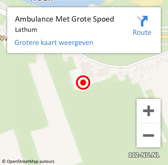Locatie op kaart van de 112 melding: Ambulance Met Grote Spoed Naar Lathum op 15 april 2024 16:43