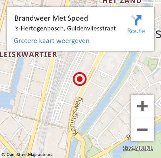 Locatie op kaart van de 112 melding: Brandweer Met Spoed Naar 's-Hertogenbosch, Guldenvliesstraat op 15 april 2024 16:54