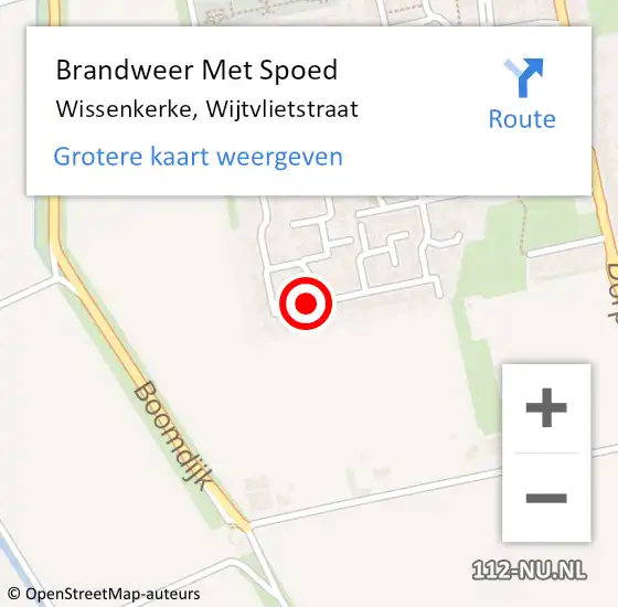 Locatie op kaart van de 112 melding: Brandweer Met Spoed Naar Wissenkerke, Wijtvlietstraat op 15 april 2024 16:59