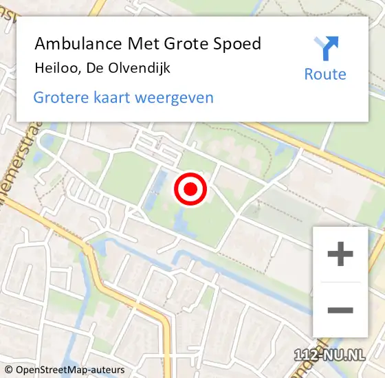 Locatie op kaart van de 112 melding: Ambulance Met Grote Spoed Naar Heiloo, De Olvendijk op 15 april 2024 17:08