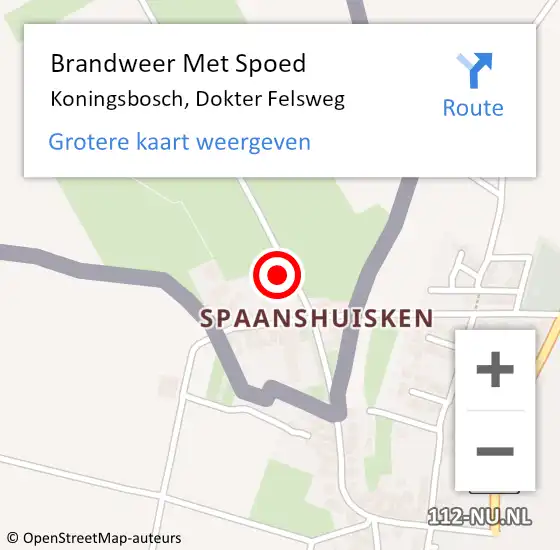 Locatie op kaart van de 112 melding: Brandweer Met Spoed Naar Koningsbosch, Dokter Felsweg op 15 april 2024 17:09