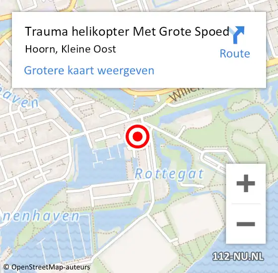 Locatie op kaart van de 112 melding: Trauma helikopter Met Grote Spoed Naar Hoorn, Kleine Oost op 15 april 2024 17:09