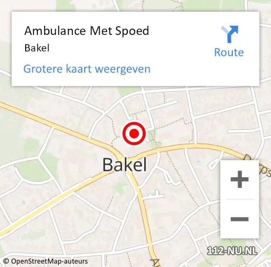 Locatie op kaart van de 112 melding: Ambulance Met Spoed Naar Bakel op 15 april 2024 17:18