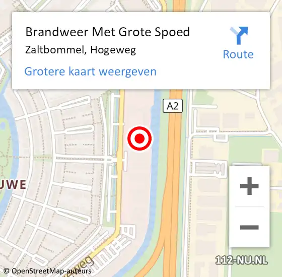 Locatie op kaart van de 112 melding: Brandweer Met Grote Spoed Naar Zaltbommel, Hogeweg op 15 april 2024 17:20