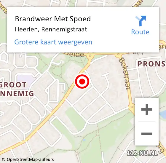 Locatie op kaart van de 112 melding: Brandweer Met Spoed Naar Heerlen, Rennemigstraat op 15 april 2024 17:20