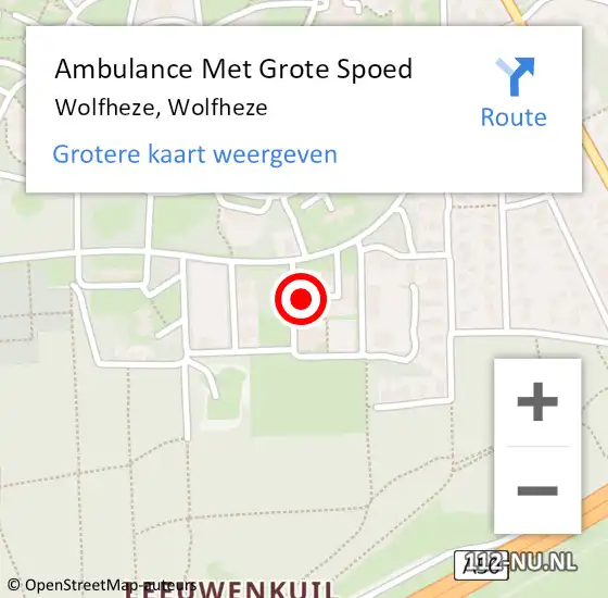 Locatie op kaart van de 112 melding: Ambulance Met Grote Spoed Naar Wolfheze, Wolfheze op 15 april 2024 17:21