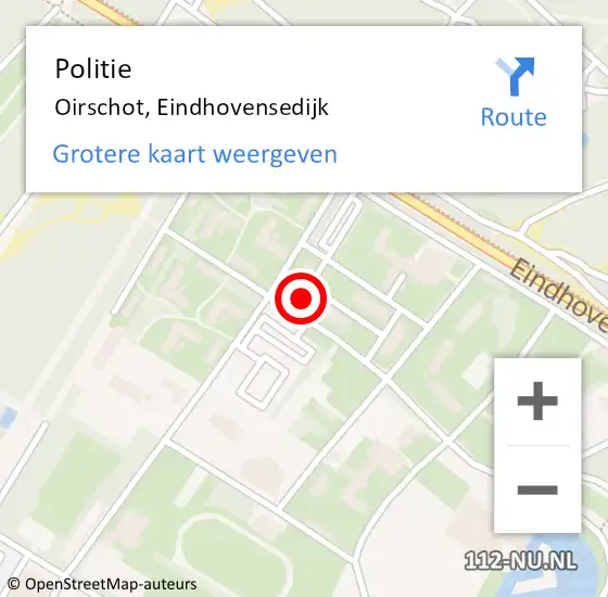 Locatie op kaart van de 112 melding: Politie Oirschot, Eindhovensedijk op 15 april 2024 17:24