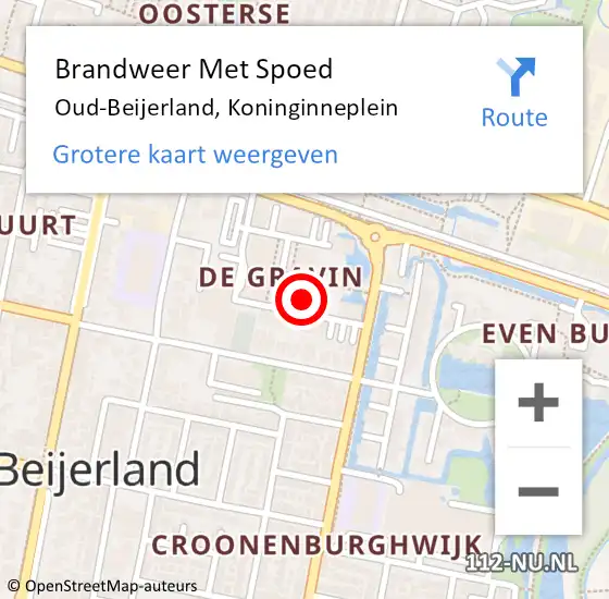 Locatie op kaart van de 112 melding: Brandweer Met Spoed Naar Oud-Beijerland, Koninginneplein op 15 april 2024 17:28