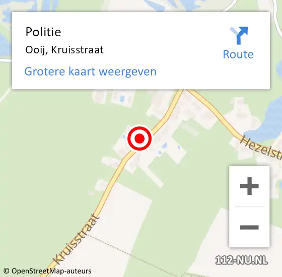 Locatie op kaart van de 112 melding: Politie Ooij, Kruisstraat op 15 april 2024 17:29