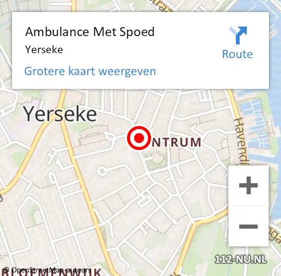 Locatie op kaart van de 112 melding: Ambulance Met Spoed Naar Yerseke op 15 april 2024 17:33