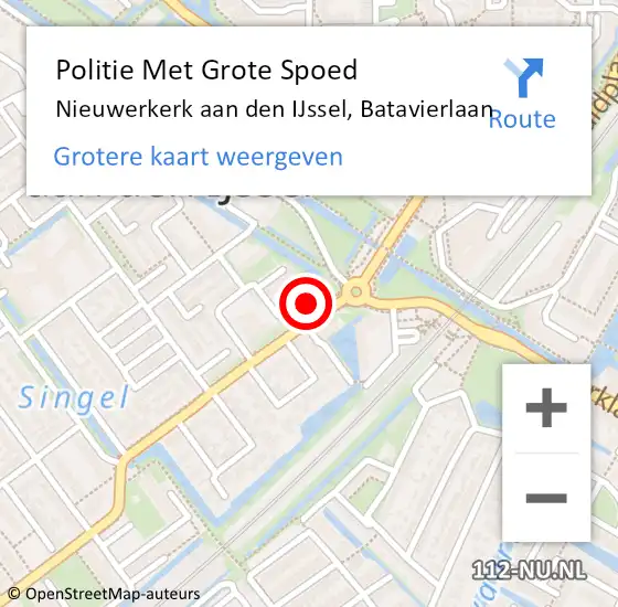Locatie op kaart van de 112 melding: Politie Met Grote Spoed Naar Nieuwerkerk aan den IJssel, Batavierlaan op 15 april 2024 17:36
