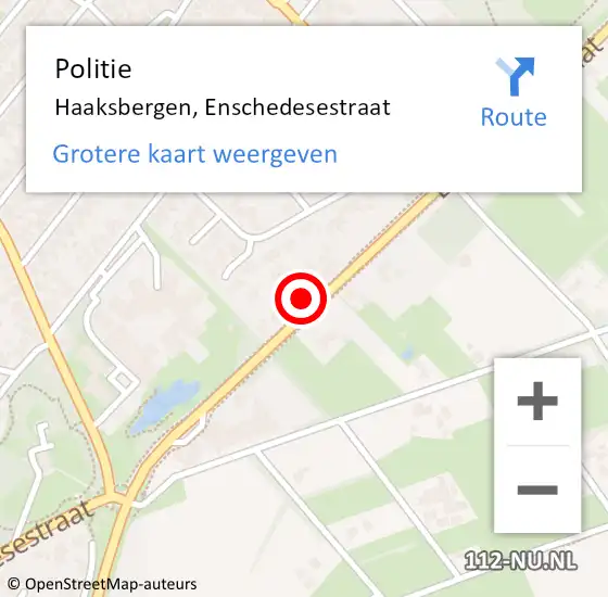 Locatie op kaart van de 112 melding: Politie Haaksbergen, Enschedesestraat op 15 april 2024 17:37