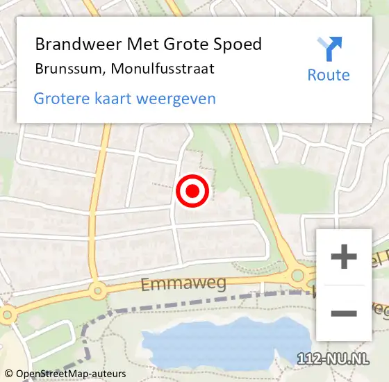 Locatie op kaart van de 112 melding: Brandweer Met Grote Spoed Naar Brunssum, Monulfusstraat op 15 april 2024 18:01