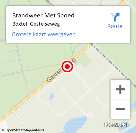 Locatie op kaart van de 112 melding: Brandweer Met Spoed Naar Boxtel, Gestelseweg op 15 april 2024 18:23