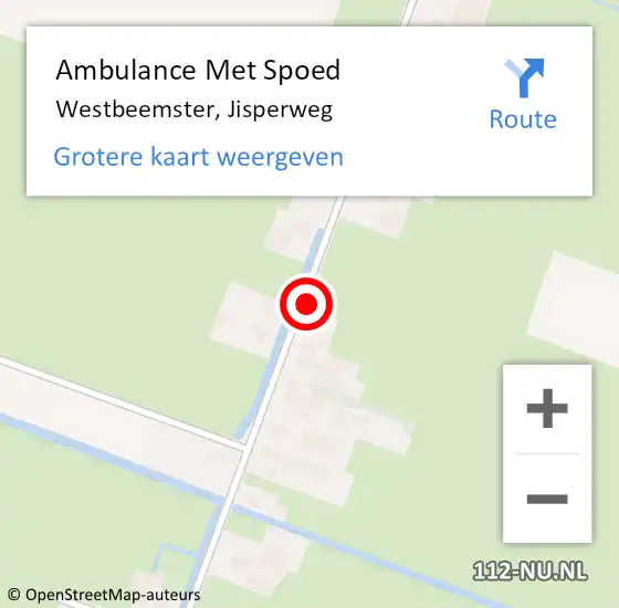 Locatie op kaart van de 112 melding: Ambulance Met Spoed Naar Westbeemster, Jisperweg op 15 april 2024 18:25
