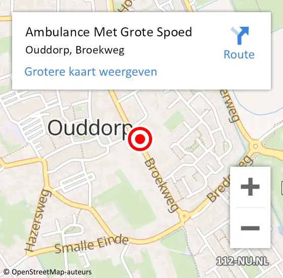 Locatie op kaart van de 112 melding: Ambulance Met Grote Spoed Naar Ouddorp, Broekweg op 15 april 2024 18:39