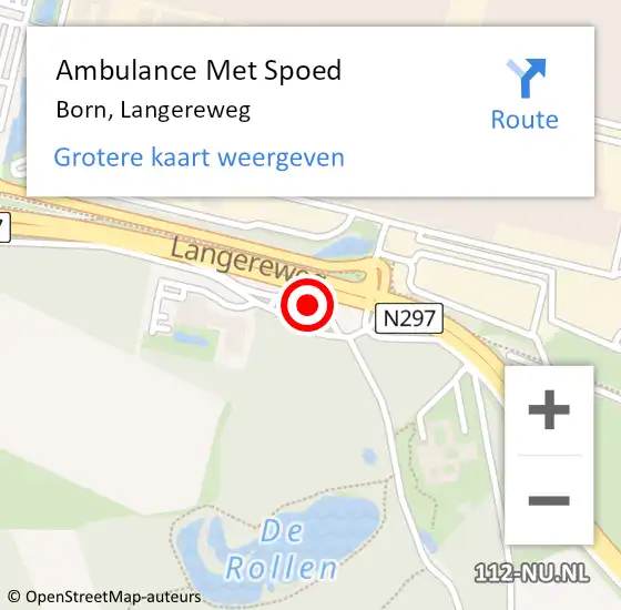 Locatie op kaart van de 112 melding: Ambulance Met Spoed Naar Born, Langereweg op 15 april 2024 18:43