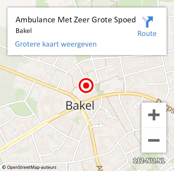 Locatie op kaart van de 112 melding: Ambulance Met Zeer Grote Spoed Naar Bakel op 15 april 2024 19:02
