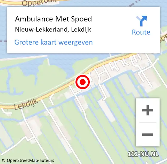 Locatie op kaart van de 112 melding: Ambulance Met Spoed Naar Nieuw-Lekkerland, Lekdijk op 15 april 2024 19:05
