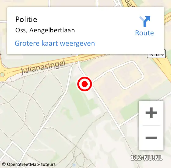 Locatie op kaart van de 112 melding: Politie Oss, Aengelbertlaan op 15 april 2024 19:46