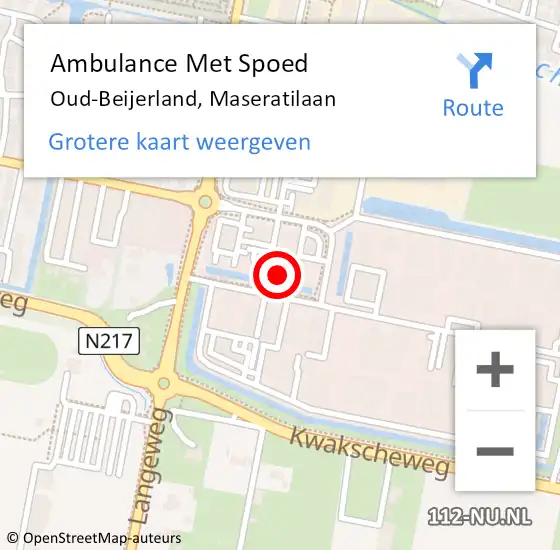 Locatie op kaart van de 112 melding: Ambulance Met Spoed Naar Oud-Beijerland, Maseratilaan op 15 april 2024 19:47