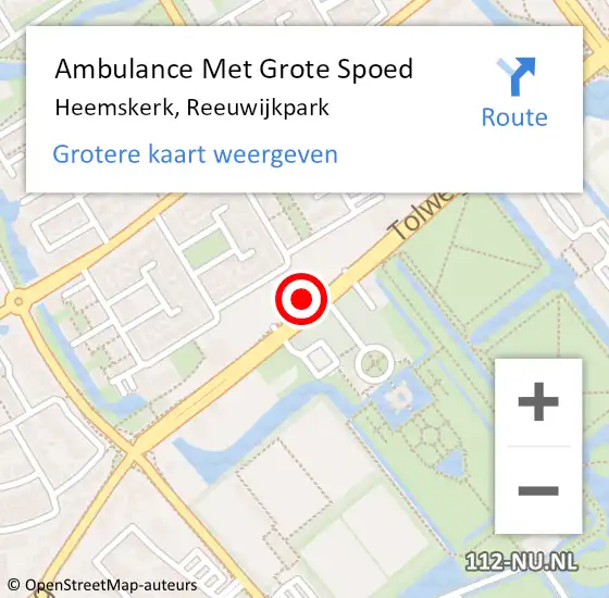 Locatie op kaart van de 112 melding: Ambulance Met Grote Spoed Naar Heemskerk, Reeuwijkpark op 15 april 2024 19:57