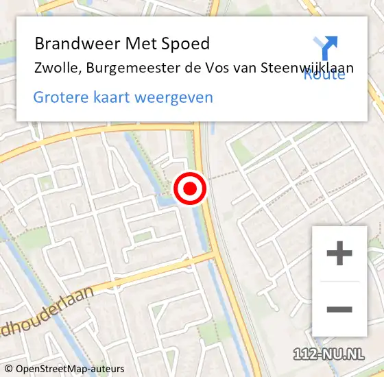 Locatie op kaart van de 112 melding: Brandweer Met Spoed Naar Zwolle, Burgemeester de Vos van Steenwijklaan op 15 april 2024 20:02