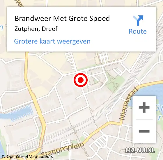 Locatie op kaart van de 112 melding: Brandweer Met Grote Spoed Naar Zutphen, Dreef op 15 april 2024 20:19