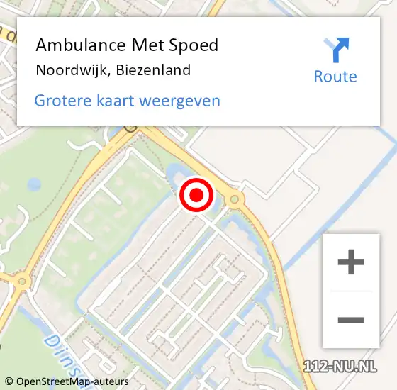 Locatie op kaart van de 112 melding: Ambulance Met Spoed Naar Noordwijk, Biezenland op 15 april 2024 21:03