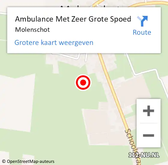 Locatie op kaart van de 112 melding: Ambulance Met Zeer Grote Spoed Naar Molenschot op 15 april 2024 21:14