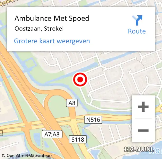 Locatie op kaart van de 112 melding: Ambulance Met Spoed Naar Oostzaan, Strekel op 15 april 2024 21:52