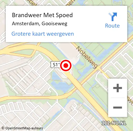 Locatie op kaart van de 112 melding: Brandweer Met Spoed Naar Amsterdam, Gooiseweg op 15 april 2024 21:53