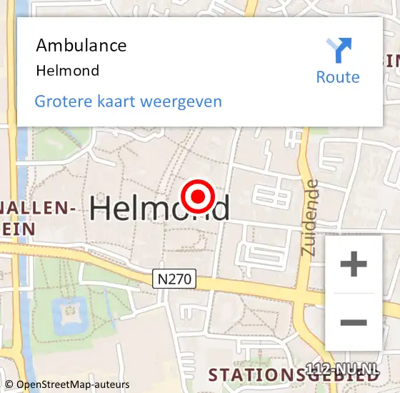 Locatie op kaart van de 112 melding: Ambulance Helmond op 15 april 2024 22:04