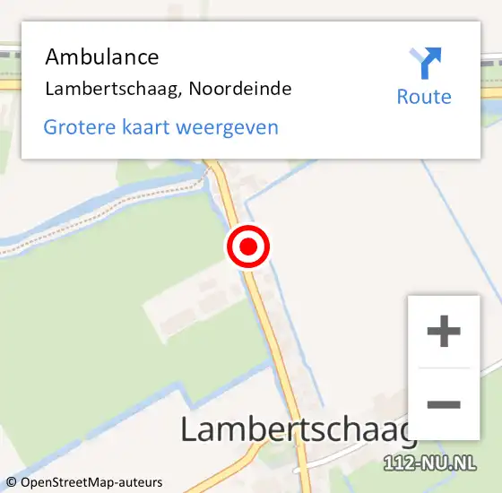 Locatie op kaart van de 112 melding: Ambulance Lambertschaag, Noordeinde op 15 april 2024 22:08