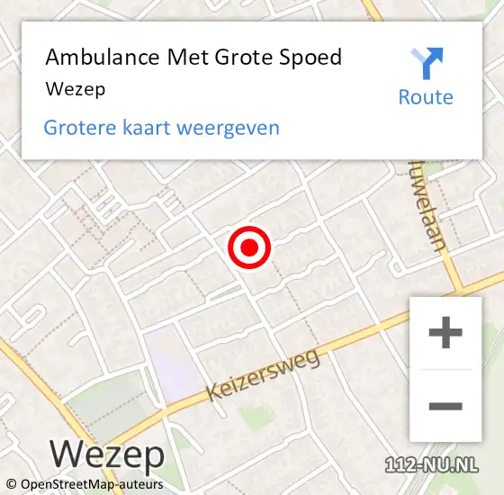Locatie op kaart van de 112 melding: Ambulance Met Grote Spoed Naar Wezep op 15 april 2024 22:33