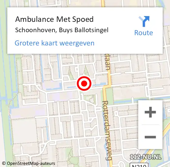 Locatie op kaart van de 112 melding: Ambulance Met Spoed Naar Schoonhoven, Buys Ballotsingel op 15 april 2024 22:35