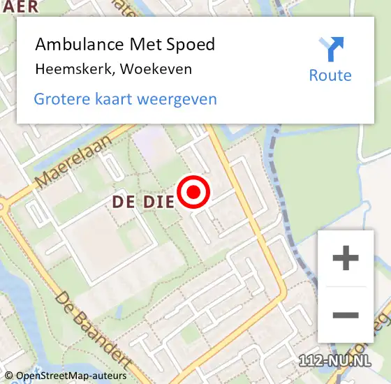 Locatie op kaart van de 112 melding: Ambulance Met Spoed Naar Heemskerk, Woekeven op 15 april 2024 23:15