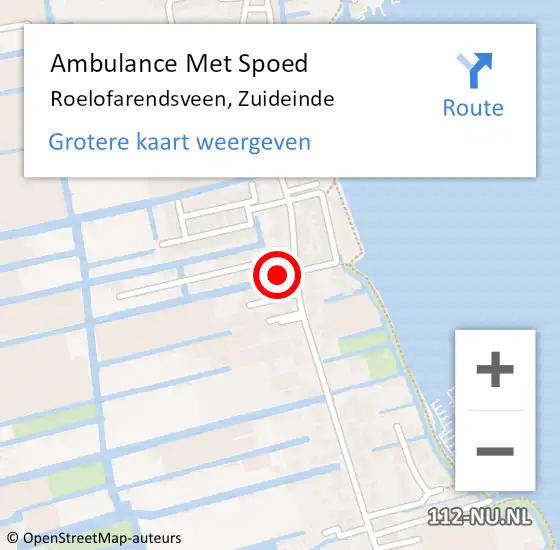 Locatie op kaart van de 112 melding: Ambulance Met Spoed Naar Roelofarendsveen, Zuideinde op 15 april 2024 23:19