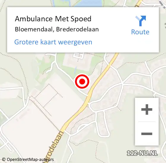 Locatie op kaart van de 112 melding: Ambulance Met Spoed Naar Bloemendaal, Brederodelaan op 15 april 2024 23:42
