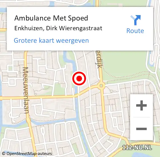 Locatie op kaart van de 112 melding: Ambulance Met Spoed Naar Enkhuizen, Dirk Wierengastraat op 16 april 2024 00:39