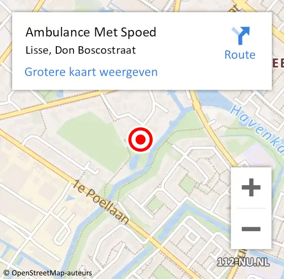 Locatie op kaart van de 112 melding: Ambulance Met Spoed Naar Lisse, Don Boscostraat op 16 april 2024 00:43