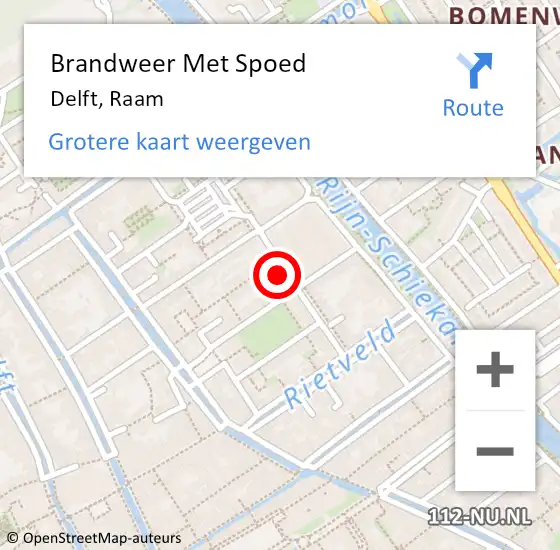 Locatie op kaart van de 112 melding: Brandweer Met Spoed Naar Delft, Raam op 16 april 2024 00:57