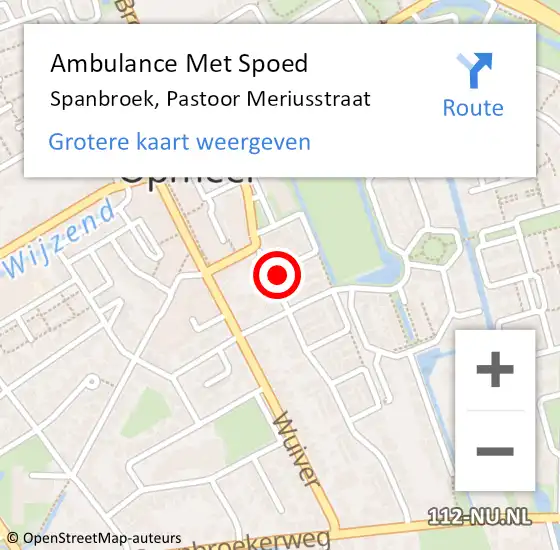 Locatie op kaart van de 112 melding: Ambulance Met Spoed Naar Spanbroek, Pastoor Meriusstraat op 16 april 2024 01:33