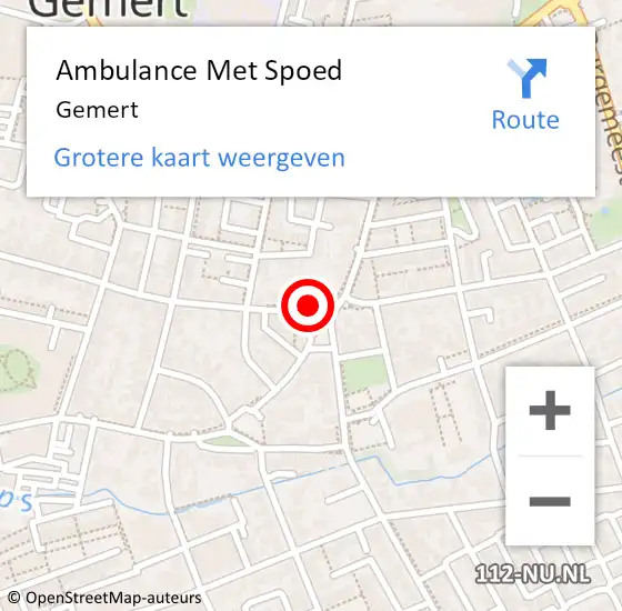 Locatie op kaart van de 112 melding: Ambulance Met Spoed Naar Gemert op 16 april 2024 02:07