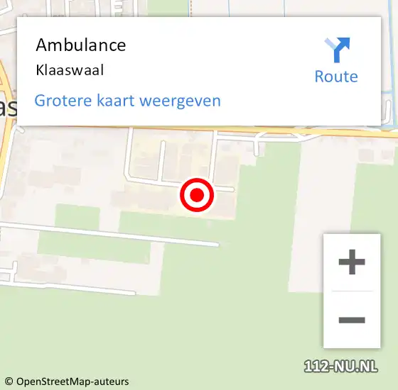 Locatie op kaart van de 112 melding: Ambulance Klaaswaal op 16 april 2024 02:28