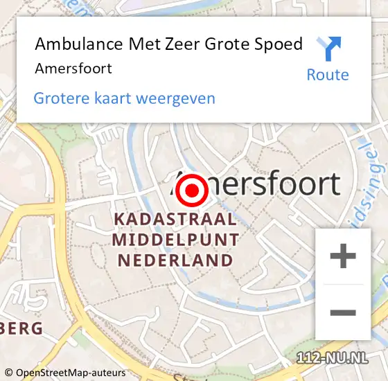 Locatie op kaart van de 112 melding: Ambulance Met Zeer Grote Spoed Naar Amersfoort op 16 april 2024 03:17