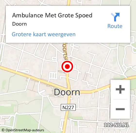 Locatie op kaart van de 112 melding: Ambulance Met Grote Spoed Naar Doorn op 16 april 2024 03:36